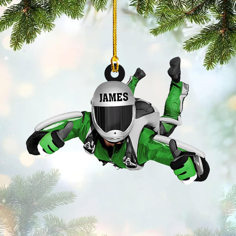 MoonArt Personalized Sky Diving Ornaments, Hot Air Balloon Acrylic, Skydiving Christmas Decorations Skydiver Suncatcher Flat Ornament, Skydiver Gift Christmas Holiday Vacation Ornament (1, SD4)