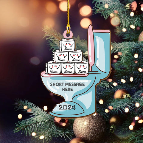 Personalized Toilet Paper Ornament, 2024 Christmas Ornament Toilet Paper, Funny Toilet Paper Roll Ornament, Hanging Glass Toilet Ornaments for Christmas Tree, Gifts for Christmas (Style 6)
