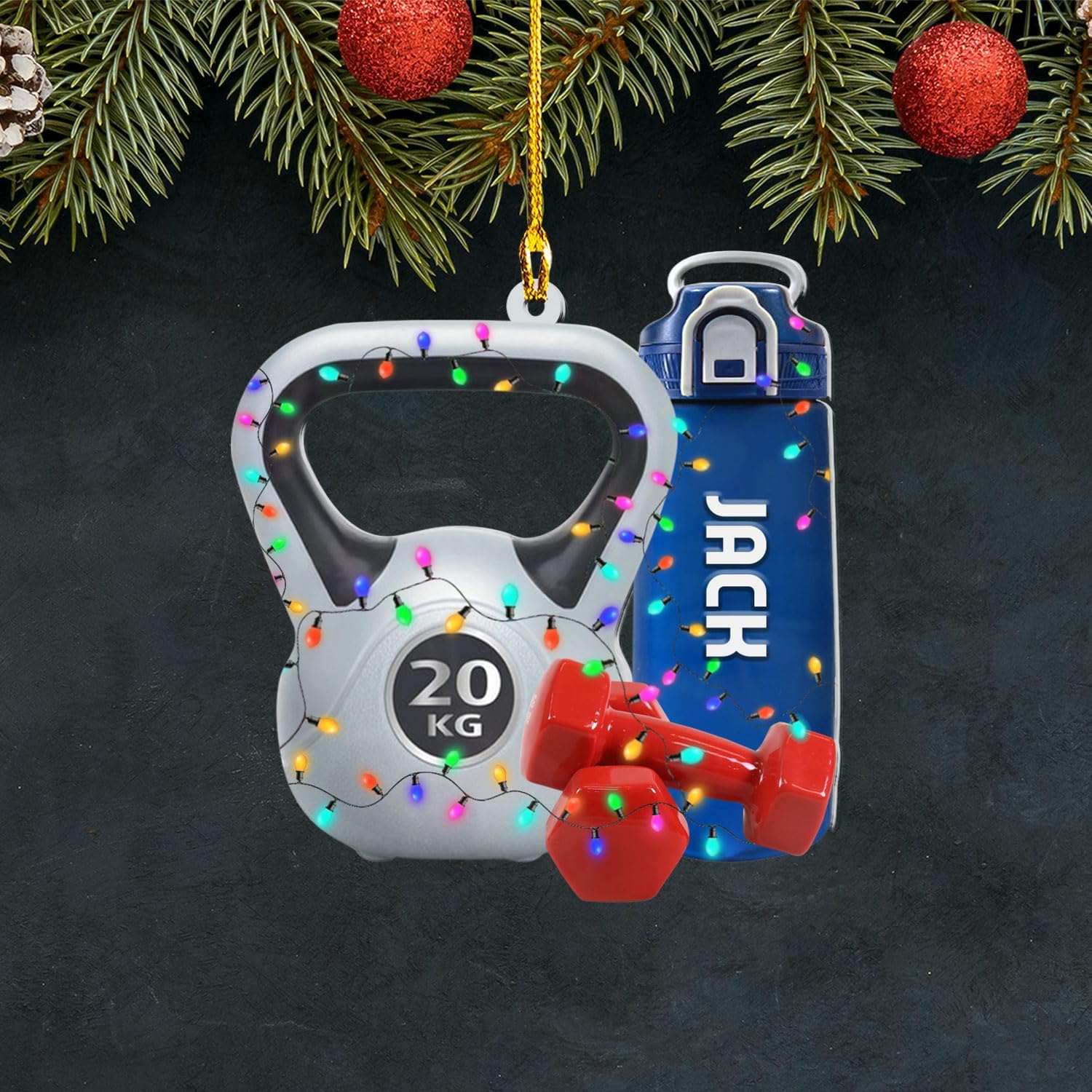 AOVL Personalized Weight Plate Ornament Weight Ornament Fitness Gift for Gym Ornament Merry Liftmas Christmas Hanging Ornaments Weight Plates Ceramic Ornament (DF2)