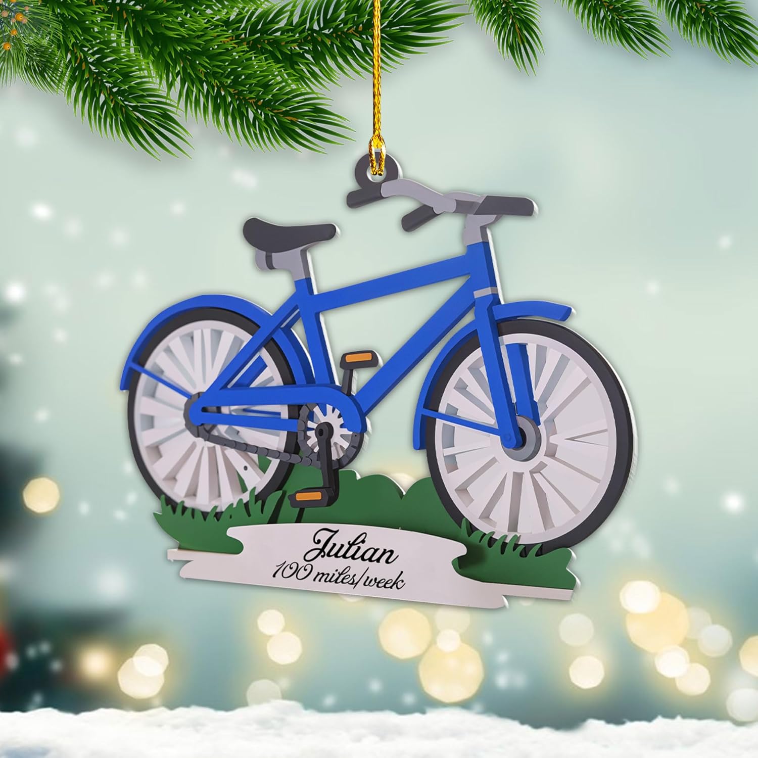 Personalized Mountain Biking Ornament, Custom Name & Year Christmas Tree Ornaments 2024, Xmas Cyclist Gifts, Mountain Bike Biking Rider Xmas Holiday Keepsake, Bicycle Racing Sport Presents (Style 15)