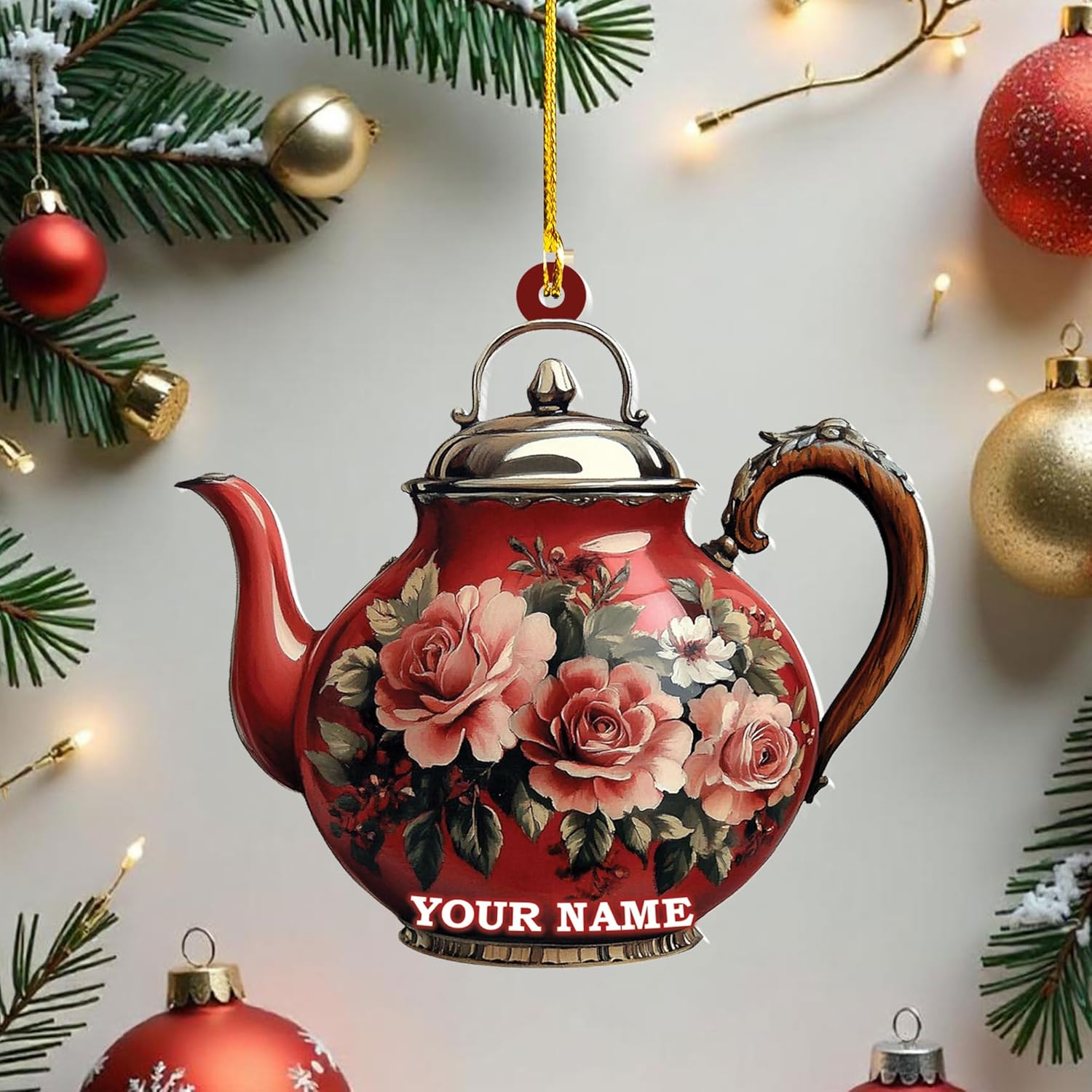 Personalized Cookware Silver Kettlea Ornament, Kitchen Aid Teapot Kettle Kitchen Stove Glass Xmas Decor, Cooking Tea Kettle Ornament (Acrylic, Style 10)