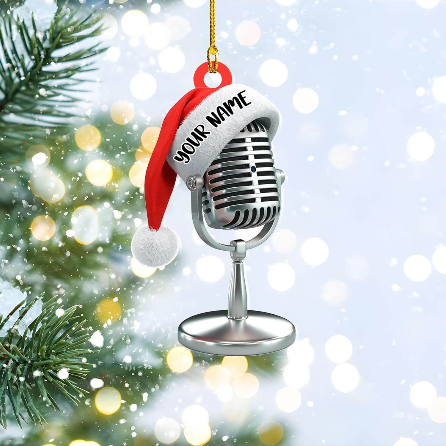 Personalized Microphone Ornament 2024 Singing Christmas Ornament Microphone Christmas Ornament Singing Ornament Concert Christmas Ornament Music Symbol Ornament (Acrylic, Style 4)