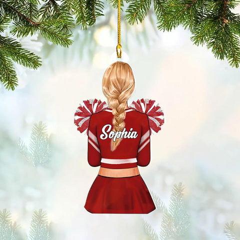 RoyalBro Personalized Cheerleader Christmas Ornament 2023, Cheer Girl Dancer with Pompom, Cheerleading Lovers Ornaments Cheerleading Ornament Gift Cheer Cheerleader Ornaments Xmas (C17)