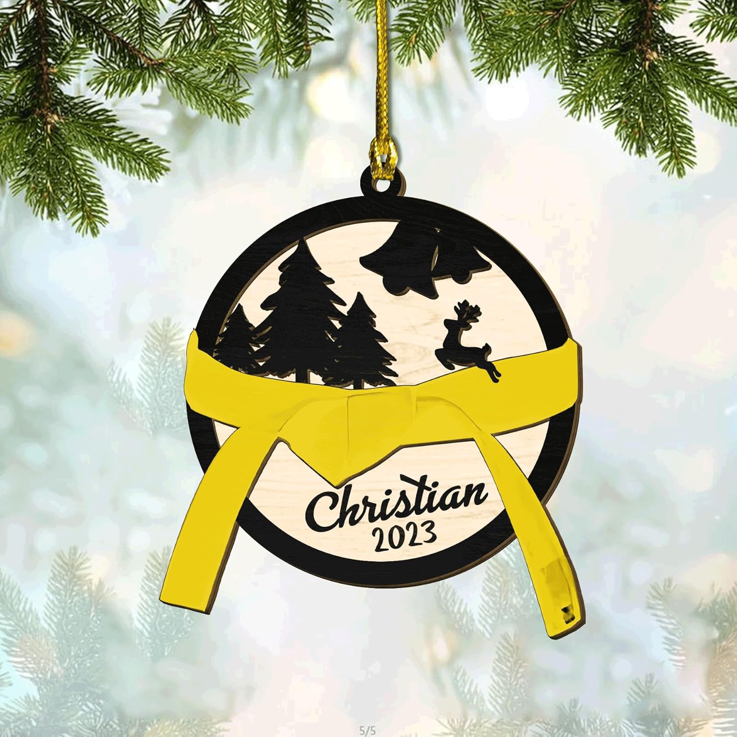 Royalbro Personalized Karate Ornaments for Christmas Tree, Custom Karate Christmas Ornament for Xmas 2023 Gifts for Karate Instructors, Karate Uniform, Gifts for Karate Lovers (Kara 2)