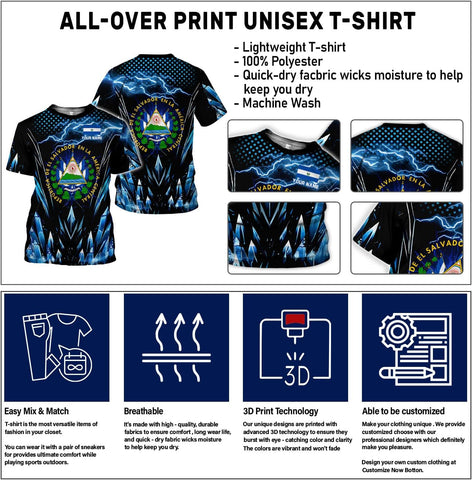 Personalized El Salvador Shirt Custom Camiseta de El Salvador Flag Shirt Men, Women Salvadorans Pride El Salvadoreña Tshirt