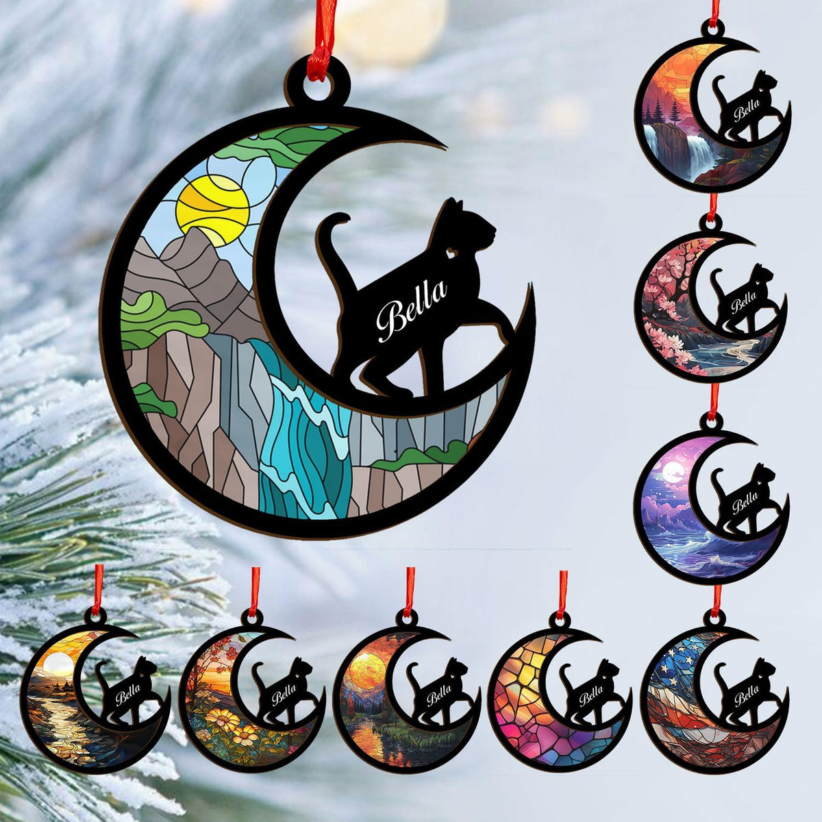 Mostefy Personalized Wooden Dog Cat Paw Ornament Christmas, Custom Dogs Cat Suncatcher Pet Name Ornaments, Customized Memorial Dog Ornament for Christmas Tree (Multi 35)