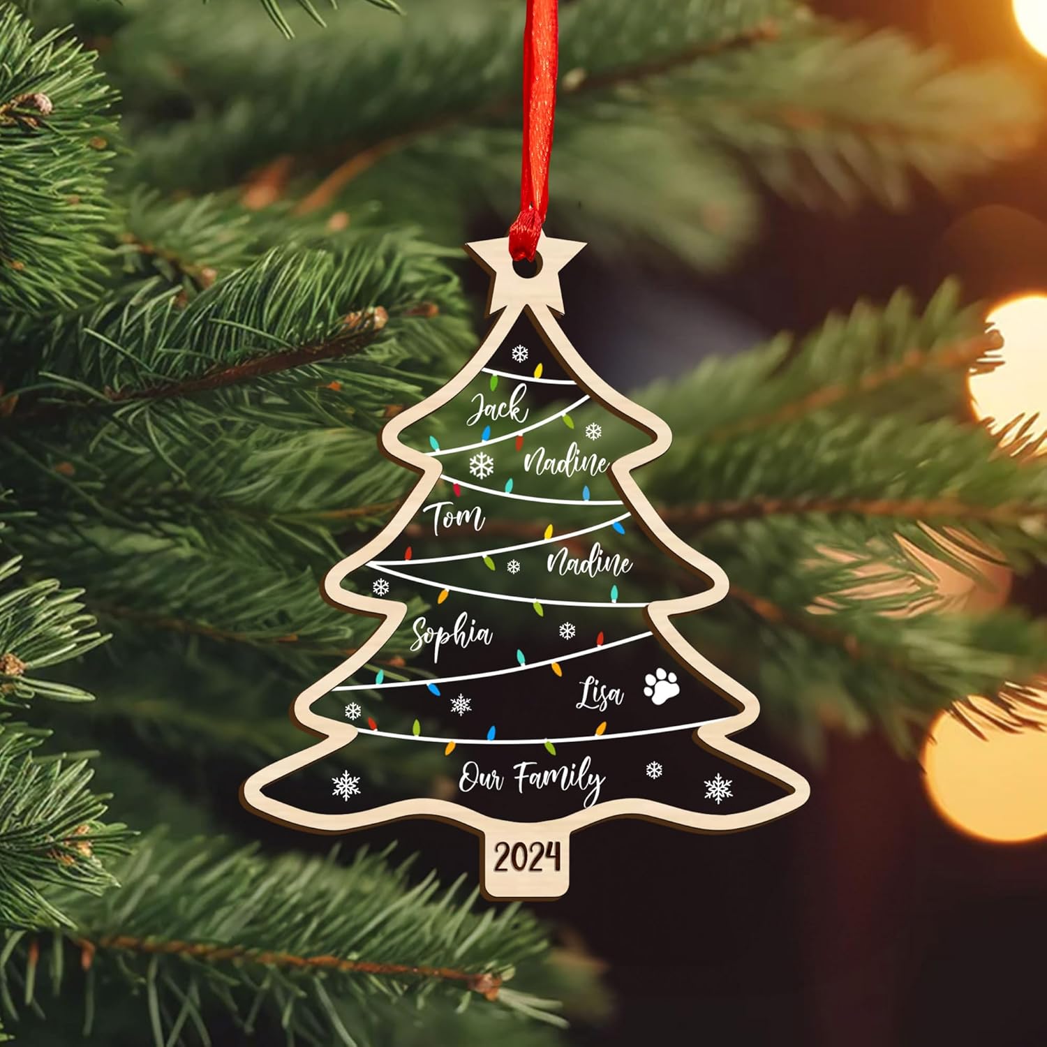 Personalized 2024 Kids Christmas Tree Ornament, Family Christmas Ornament, Family with Kids Name Christmas Ornament 2024 Xmas Tree Decorations, Custom Family Christmas Tree Ornament 2024 (KT 4)