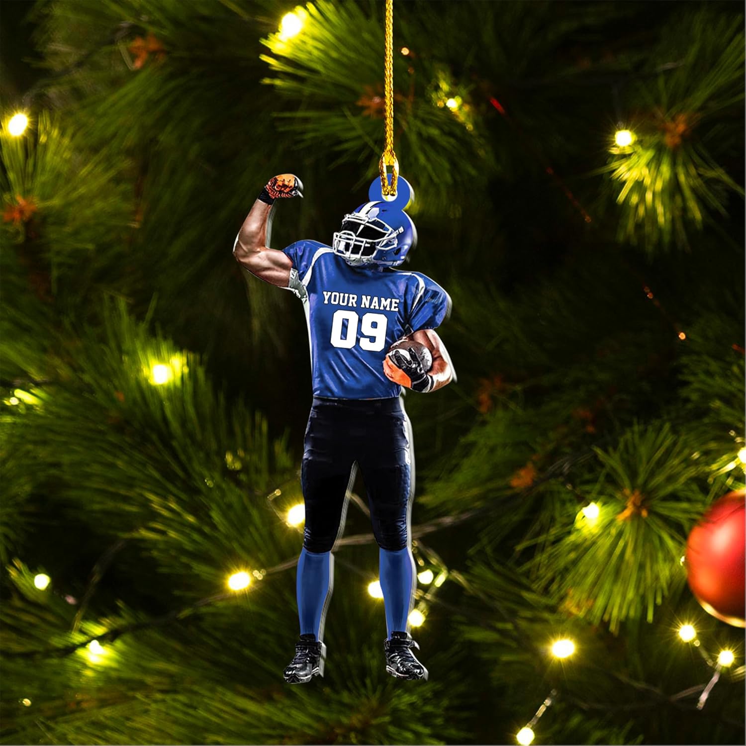 Artparel Personalized Football Ornament Customized Football Christmas Ornaments Football Ornament Christmas Hanging D��cor Gift for Football Fans Football Gifts Gift for Football Player (FB 8)