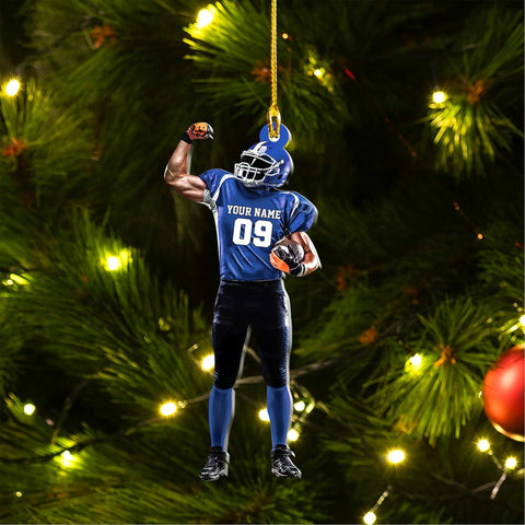 Artparel Personalized Football Ornament Customized Football Christmas Ornaments Football Ornament Christmas Hanging D��cor Gift for Football Fans Football Gifts Gift for Football Player (FB 8)