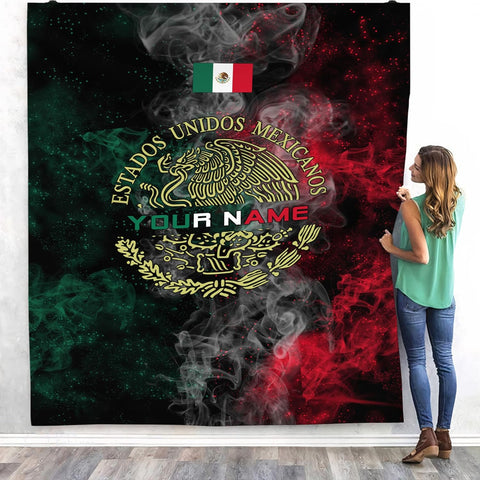 Personalized Name Mexico Blanket for Men and Women, Customized Mexico Blankets, Mexico Flag Mexican Flag Blanket Funny Gift Fuzzy Plush Soft Micro Fleece Sherpa Blanket Bed Throw1 (MXBL08)