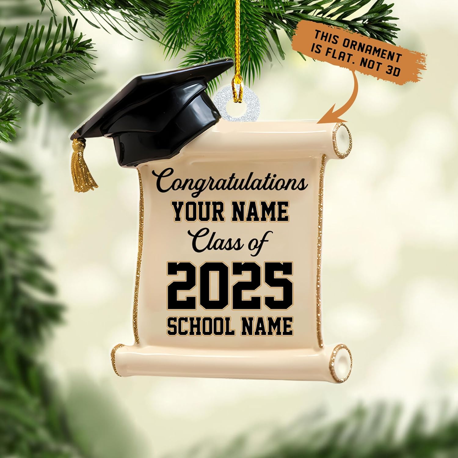 Ligthuy Personalized Graduation Ornament, Graduation Ornaments Class of 2024 2025, College Master Senior Year Christmas Ornament 2024 2025, Pine Hanging Decoration for Xmas (Graduation 10)