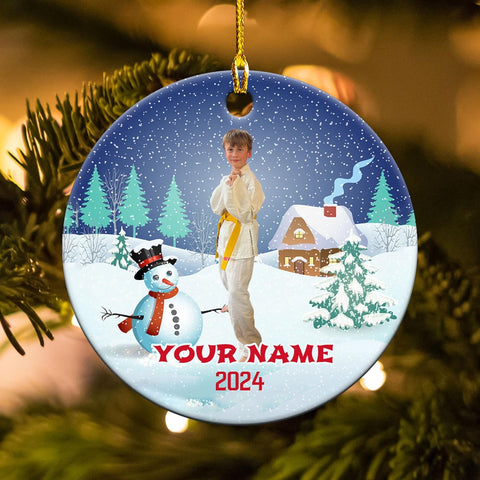 MAPrints Personalized Taekwondo Ceramic Ornament, 2024 Christmas Ornament Gifts, Custom Taekwondo Ornament Christmas Tree Decor, Karate Taekwondo Black Belt Ornament, Martial Arts Gift (TWD 6)