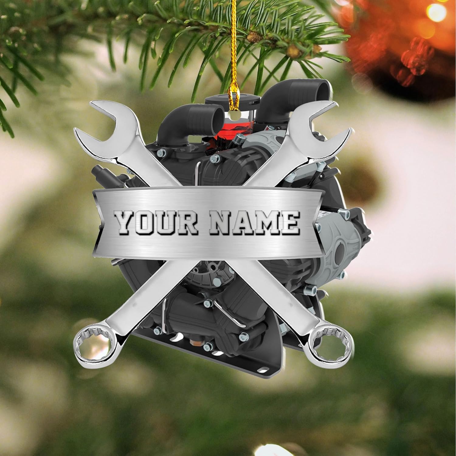 Personalized Mechanic Tools Flat Ornaments, Custom Mica Flat Plastic Mechanic Ornaments for Christmas Tree, Mechanic Worker Lover, Gift Ornament Christmas Tree Hanging Pine Decoration (Style 6)