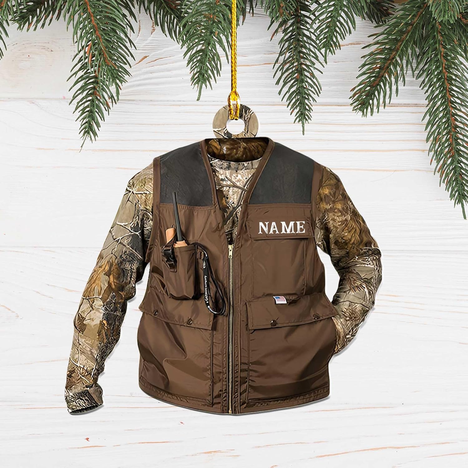 mostprints Personalized Hunting Ornament, Hunter Vest Ornament, Hunting Christmas Ornament, Hunter Christmas Ornament Hanging Tree Decor, Christmas Hunting Gifts (Hunting 3)