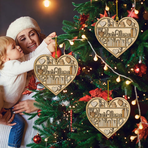 MAPrints Personalized Book Lovers Heart Ornament, Reading Book Xmas Ornament 2024, Bookshelf Wood Ornament Gift for Her Librarian 2D Flat Printed Wood Book Lovers Ornament (Book 3)