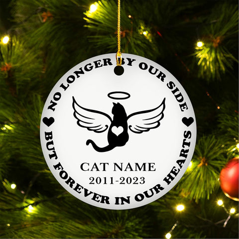 MAPrints Personalized Cat Christmas Ornaments, Cat First Christmas Ceramic Ornaments, Gifts for Cat Lovers, Cat Memorial Ornament, Forever Loved Cat Keepsake, Cat Loss Gifts (CAT 11+)