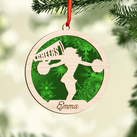 Personalized Cheerleader Christmas Ornament 2024, Cheerleading Stuff Ornament, Cheer Captain Ornament, Cheer Girl Dancer Cheerleading with Real Red Pompom Ornament for Xmas Tree (Cheer 2)