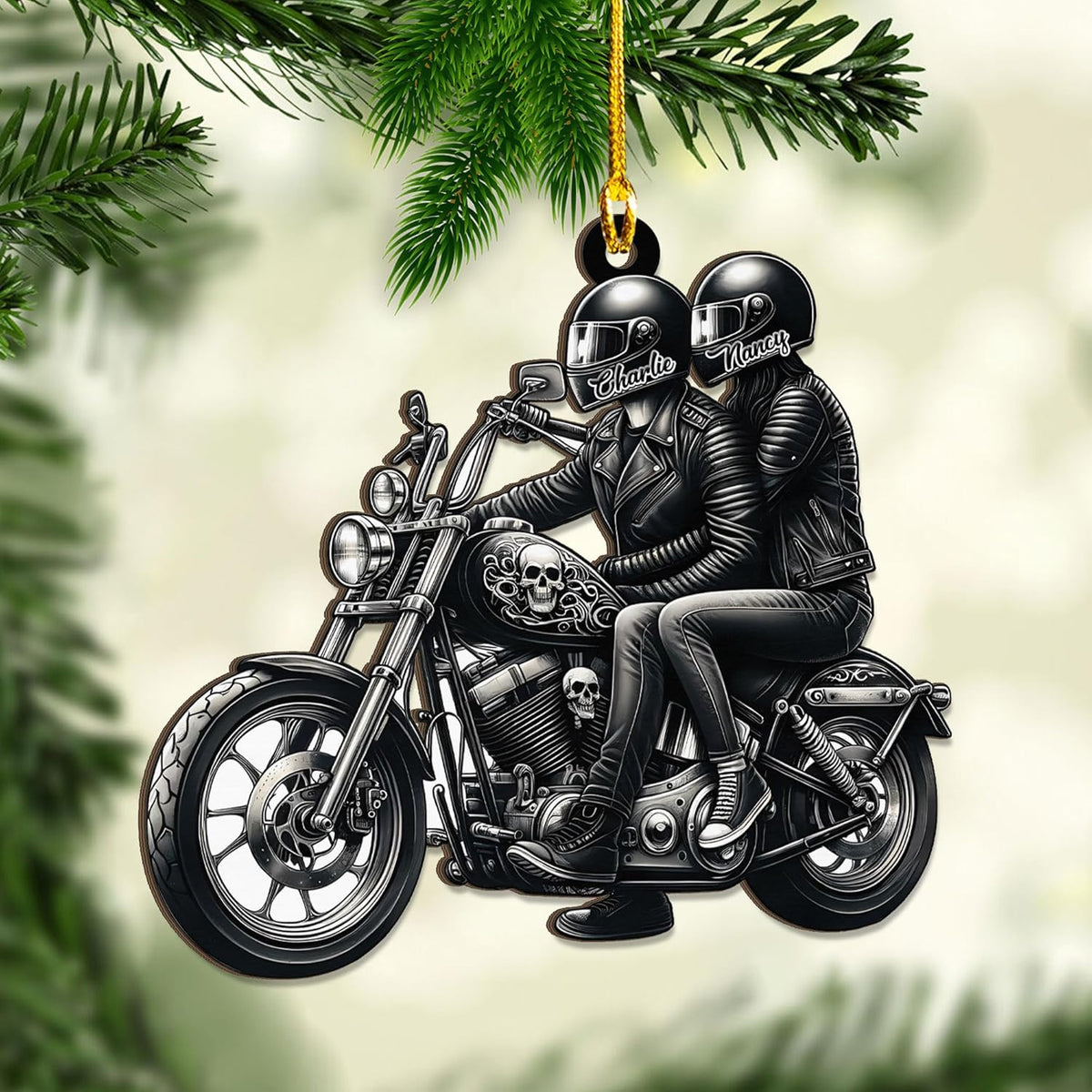 Personalized Couple Motorcycle Christmas Tree Ornaments, Dirt Bike Ornament, Custom Motocross Ornament, Motorcycle Flat Christmas Ornament 2024 Gifts Xmas (M9)