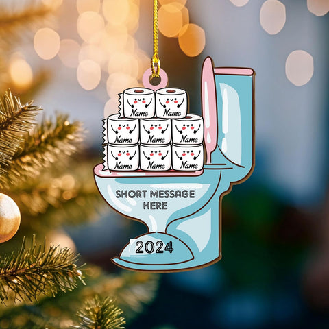 Personalized Toilet Paper Ornament, 2024 Christmas Ornament Toilet Paper, Funny Toilet Paper Roll Ornament, Hanging Glass Toilet Ornaments for Christmas Tree, Gifts for Christmas (Style 8)