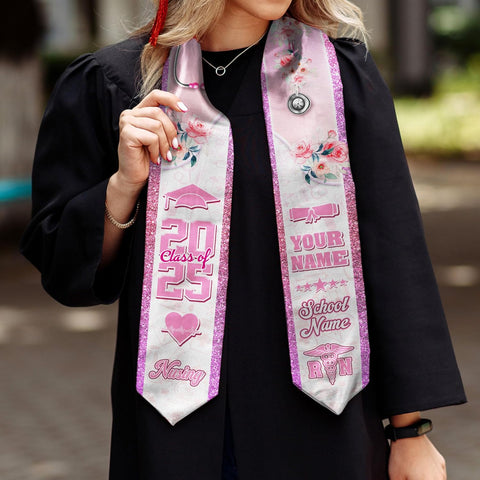 Pretyprints Custom Nurse Sash Graduation, RN Graduation Stole Gifts for Friends Nursing Student Senior Class Of 2025