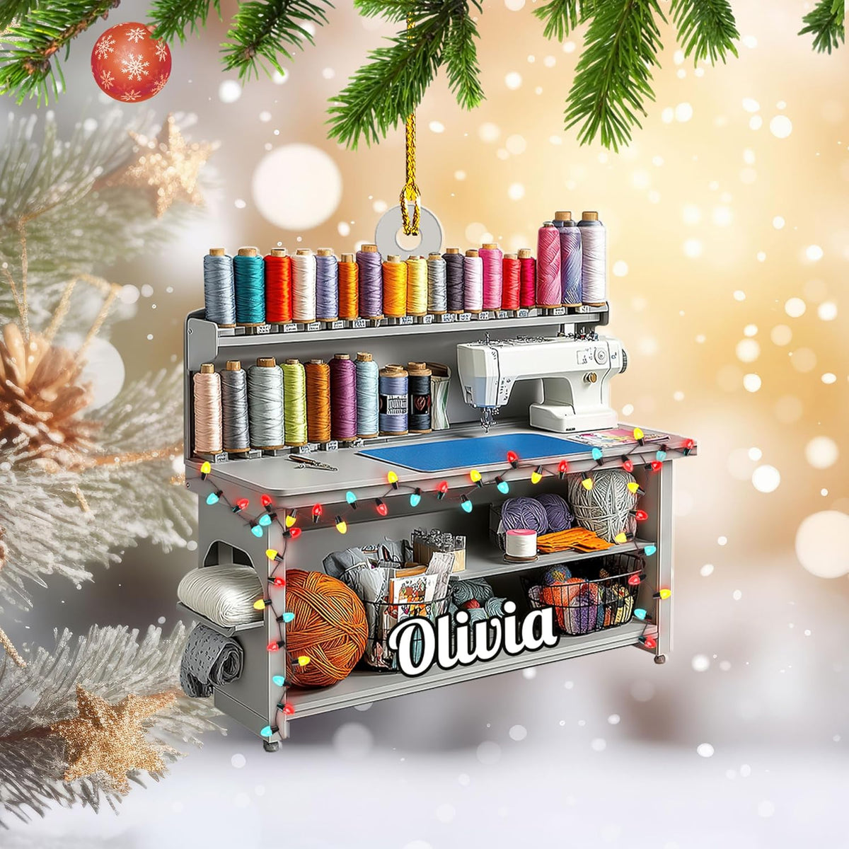 Personalized Sewing Box Christmas Ornament, Custom Sewing Machine Ornament,Sewing Lover Christmas Ornament, Gift for Sewing Lovers, Custom Sewing Ornament, Sewing Machine Decorations (Sewing 7)