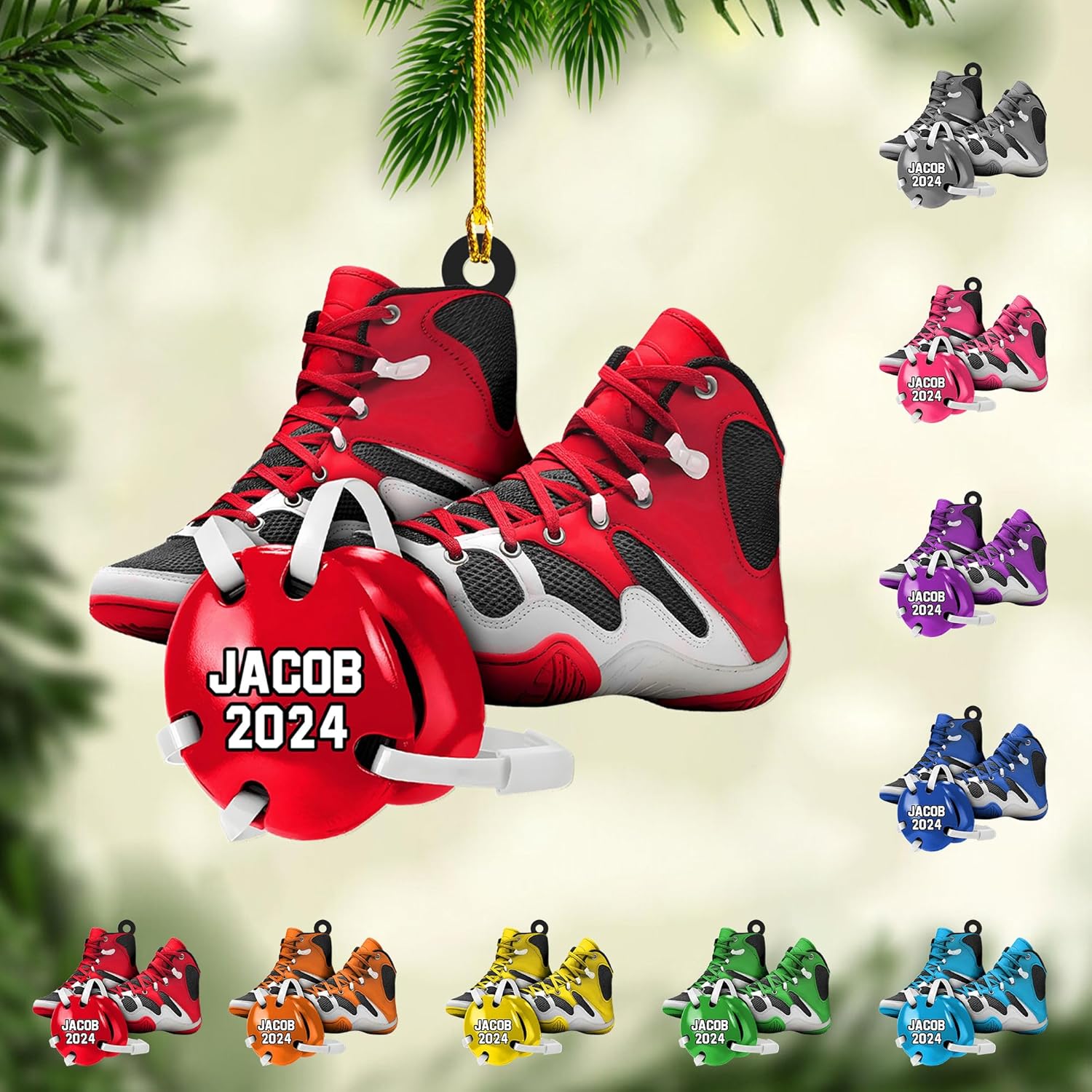 Personalized Wrestling Christmas Ornament 2024 Wrestling Christmas Ornament Gift for Wrestling Player Wrestling Christmas Tree Ornaments for Boys or Girls (Acrylic, Style 8)