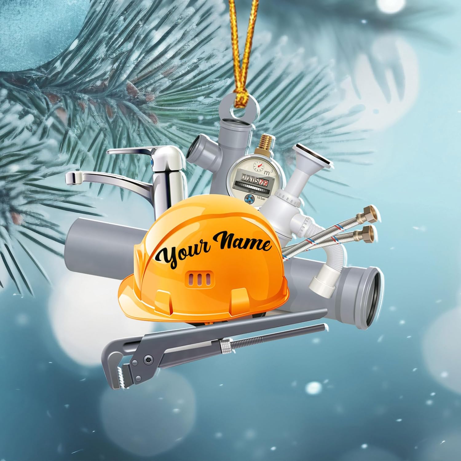 AOVL Plumber Ornament 2024 Plumber Christmas Ornaments Handyman Ornament Toolbox Christmas Ornament Tool Ornaments for Plumbers 2024 Handyman Ornaments Gifts (PL4)