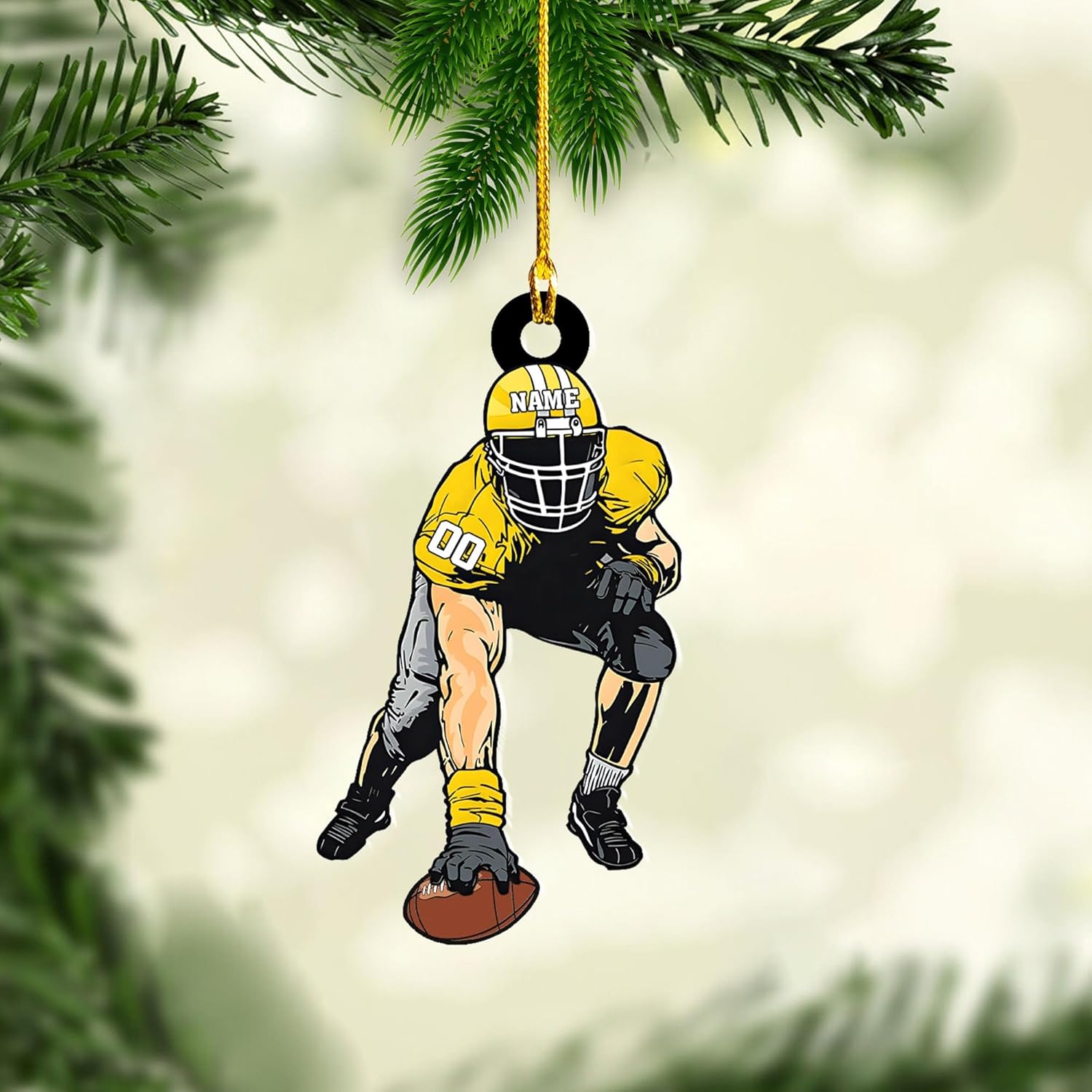 Artparel Personalized Football Ornament Customized Football Christmas Ornaments Football Ornament Christmas Hanging Décor Gift for Football Fans Football Gifts Gift for Football Player (FB 19)