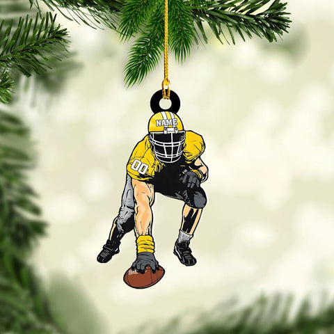Artparel Personalized Football Ornament Customized Football Christmas Ornaments Football Ornament Christmas Hanging Décor Gift for Football Fans Football Gifts Gift for Football Player (FB 19)