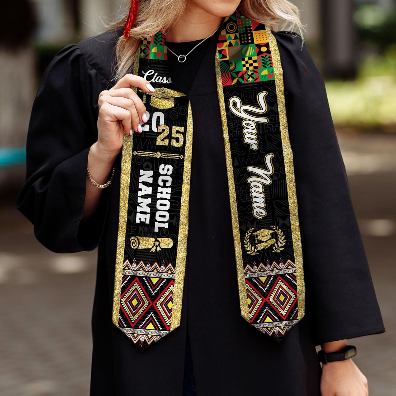 African American Graduation Sash, Graduation Stole Customize, African Graduation Sash, Graduation Stole Class of 2025