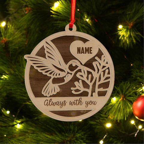 Personalized Hummingbird Ornaments for Christmas Tree 2024, Hummingbird Christmas 2024 Ornament, Bird Suncatcher Wood 2 Layers Ornament, Gifts for Bird Lovers (NBird 6)