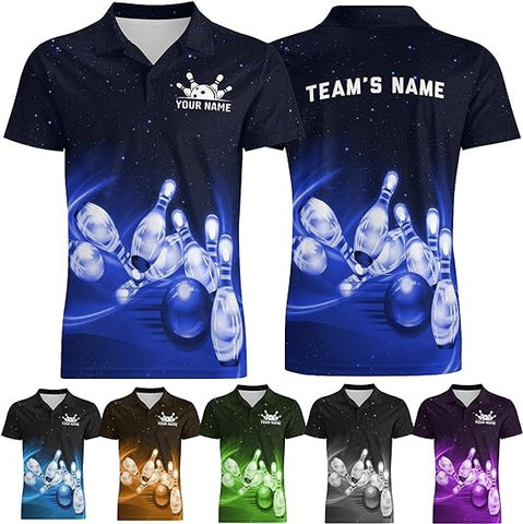 Mostprints Custom Bowling Shirts 3D Polo Shirts Customize Your Name Team Name Personalized Bowling Polo Shirts Jerseys for Men Women