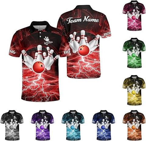 Mostprints Custom 3D Bowling Polo Shirts Personalized Jersey Men Women Team Name Unisex Bowling Shirt Jerseys