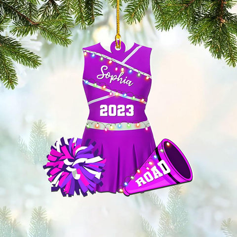 RoyalBro Personalized Cheerleader Christmas Ornament 2023, Cheer Girl Dancer with Pompom, Cheerleading Lovers Ornaments Cheerleading Ornament Gift Cheer Cheerleader Ornaments Xmas (C4)