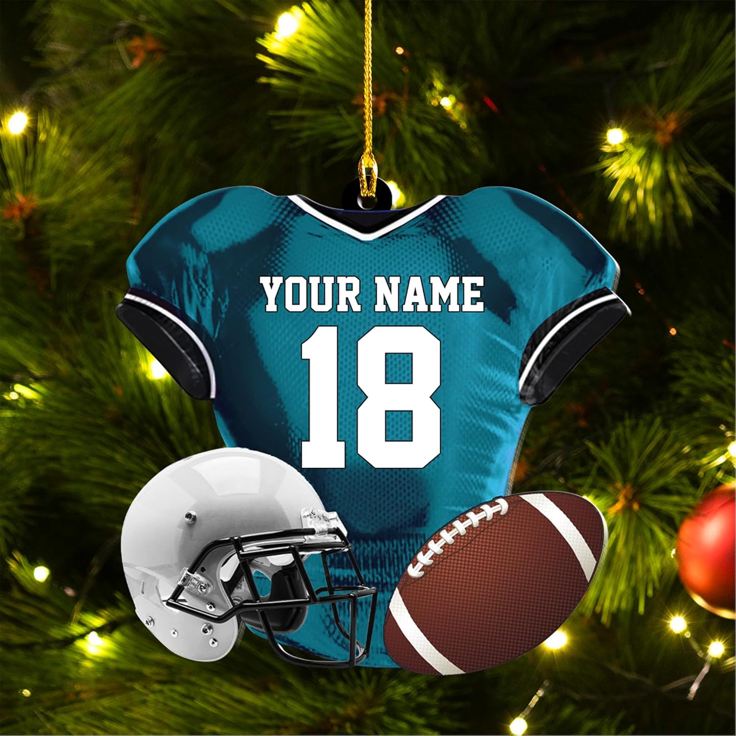 Artparel Personalized Football Ornament Customized Football Christmas Ornaments Football Ornament Christmas Hanging D��cor Gift for Football Fans Football Gifts Gift for Football Player (FB 9)