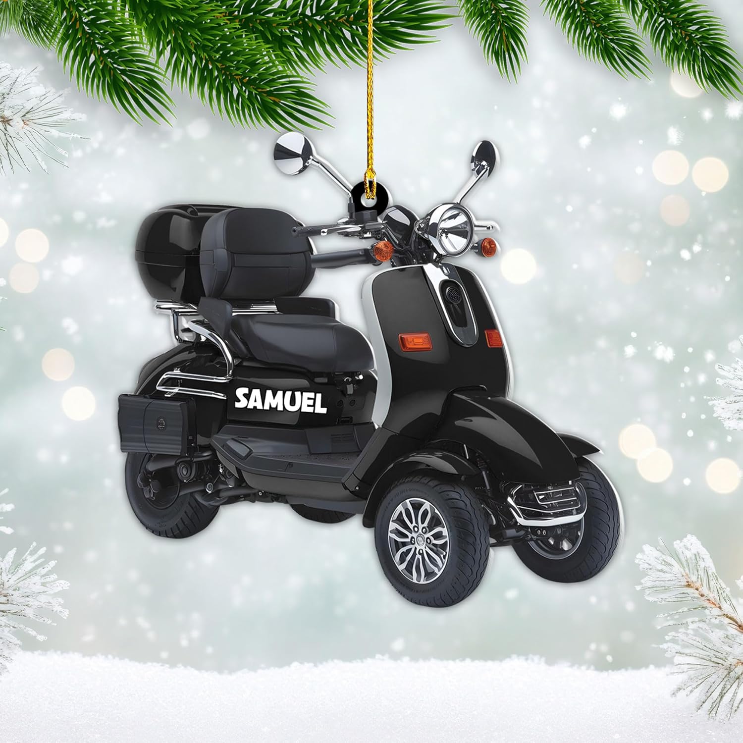 AOVL Custom Electric Bicycle Scooter Ornament 2024 Mobility Scooter Lover Ornament Gift Xmas Mobility Scooter Lover Ornament Gift Flat 2D Mobility Scooter Lover Ornament Gifts (MEB9)