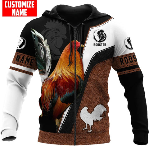 Personalized Name Rooster 3D All Over Printed Unisex Hoodie Unisex Hoodie, T Shirt, Zip Up Hoodie, Sweatshirt for Men AD1198 Multicolor