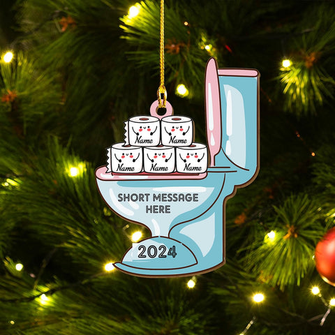 Personalized Toilet Paper Ornament, 2024 Christmas Ornament Toilet Paper, Funny Toilet Paper Roll Ornament, Hanging Glass Toilet Ornaments for Christmas Tree, Gifts for Christmas (Style 5)