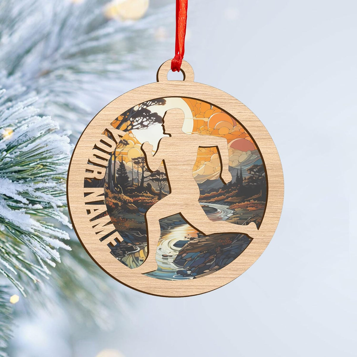 RiverPrints Personalized Runner Christmas Ornaments 2024, Custom Suncatcher Flat Running Xmas Ornament, Marathon Man Woman Cross Country Keepsake, Runner Gifts, Running Gifts (Run 4)