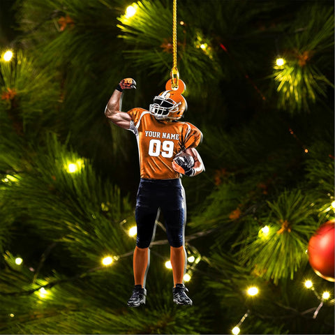 Artparel Personalized Football Ornament Customized Football Christmas Ornaments Football Ornament Christmas Hanging D��cor Gift for Football Fans Football Gifts Gift for Football Player (FB 8)