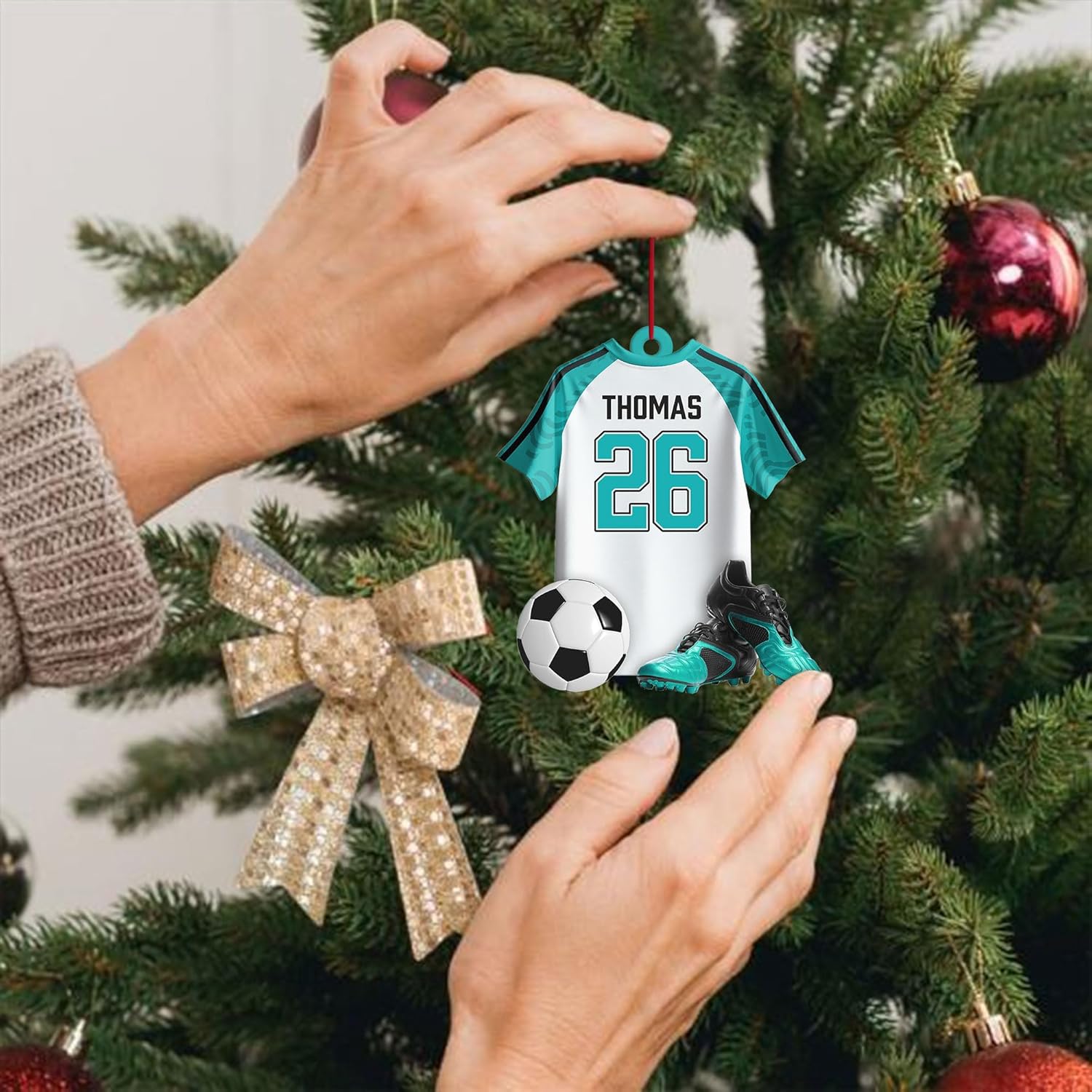 AOVL Personalized Soccer Player Ornament Soccer Christmas Xmas Ornament Soccer Christmas Xmas Ornament Gift for Soccer Players Soccer Lovers Soccer Players for Men Women (SC6)