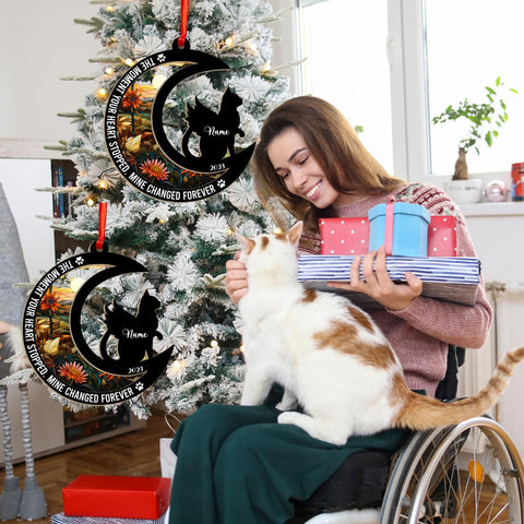 MAPrints Personalized Cat Christmas Ornaments, Cat First Christmas Suncatcher Wood Ornaments, Gifts for Cat Lovers, Cat Memorial Ornament, Forever Loved Cat Keepsake, Cat Loss Gifts (CAT 12+)