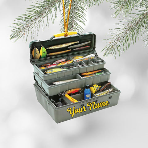 Royal Fight Custom Fishing Tackle Box Ornaments 2024 Fishing Ornaments for Christmas Tree Christmas Ornaments Fishing Fisherman Ornament Bass Fish Ornament Fishing Decorations Flat Ornaments (FTB11)