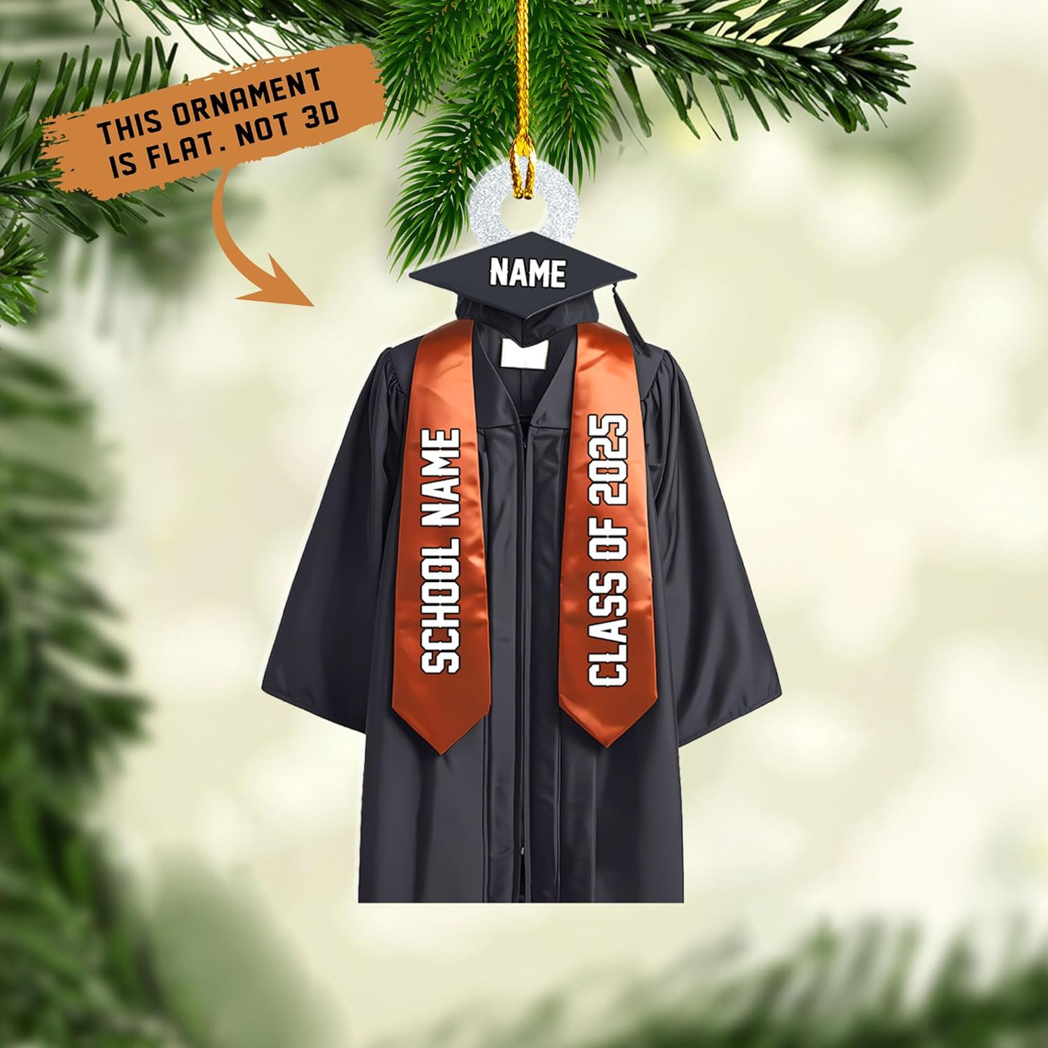 Ligthuy Personalized Graduation Ornament, Graduation Ornaments Class of 2024 2025, College Master Senior Year Christmas Ornament 2024 2025, Pine Hanging Decoration for Xmas (Graduation 4)
