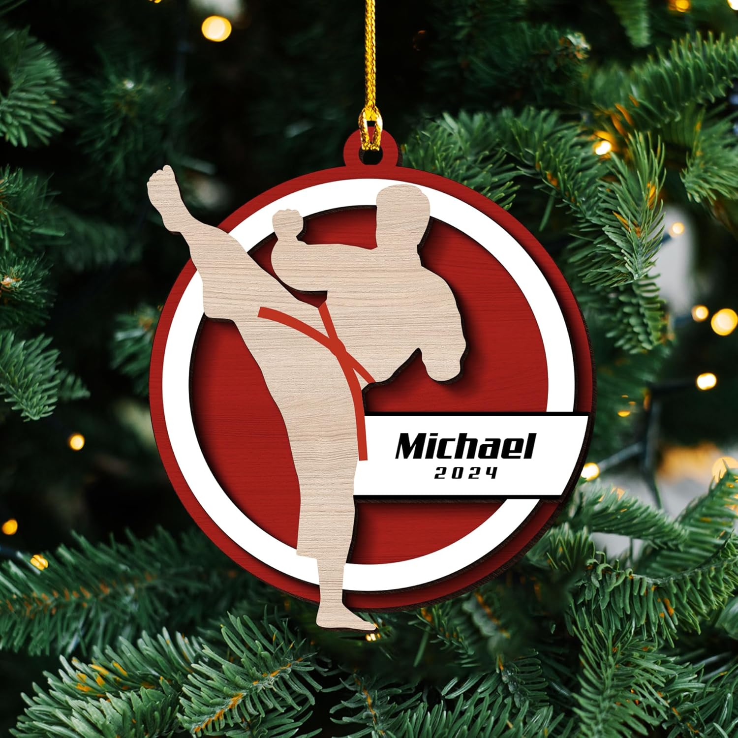 Artparel Personalized Karate Ornament Karate Uniform Ornaments Gifts for Karate Lovers Karate Gift Christmas Ornament 2024 Taekwondo Ornament Jiu Jitsu Ornament Gift for Karate (KRT1)