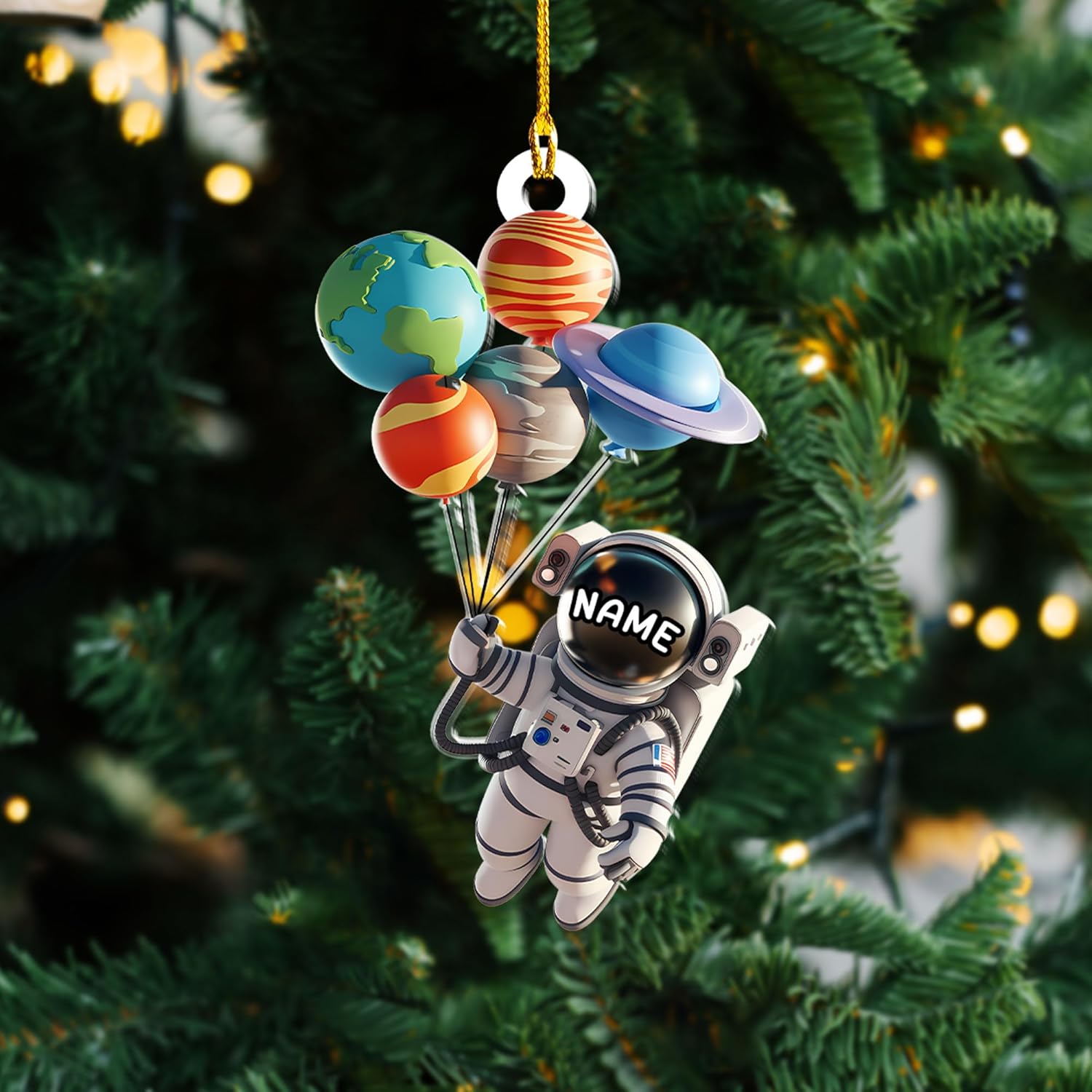 Personalized Astronaut Christmas Ornament Custom Name Rocket Spaceship Ornament for Christmas Tree Xmas Home Decoration Gifts for Boys Children Space (Acrylic, Style 5)