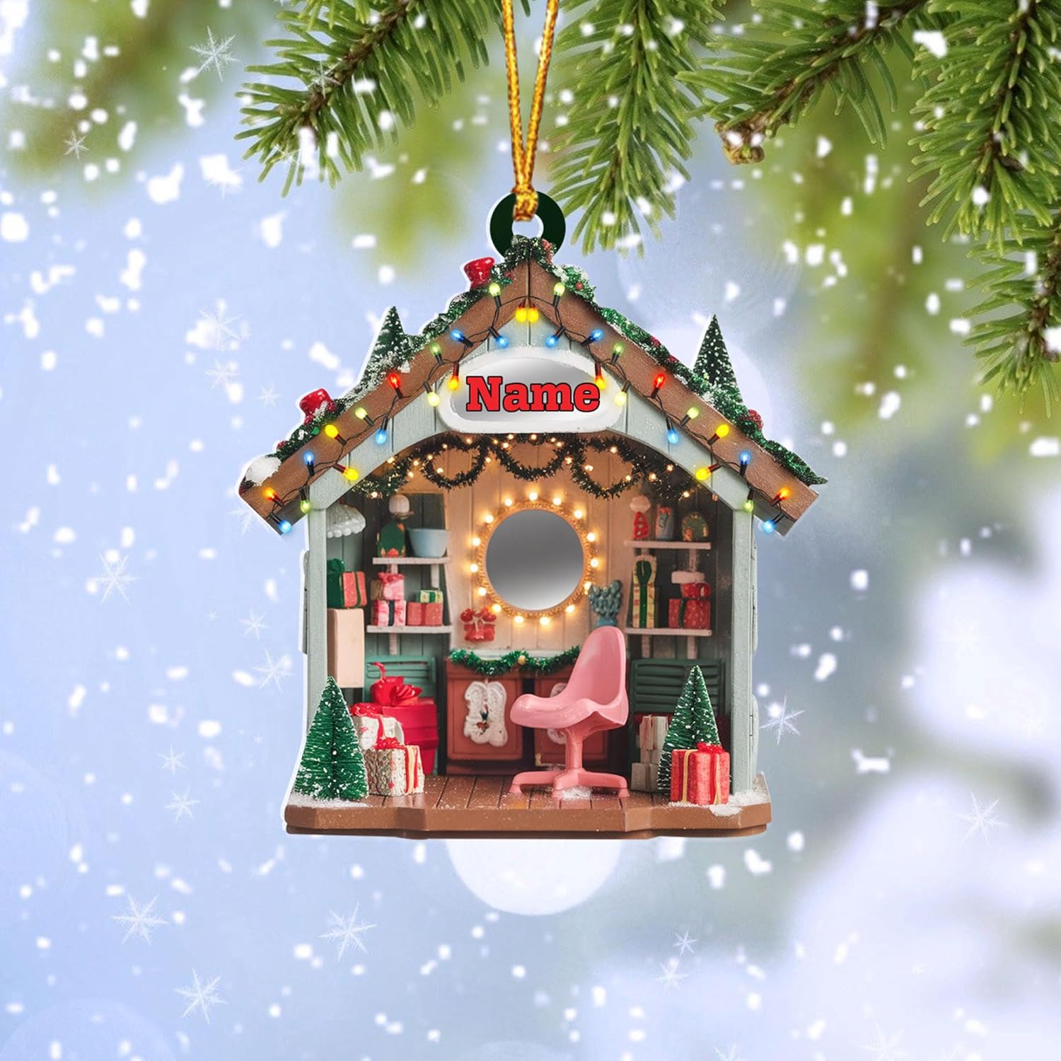 Personalized Hair Salon 2D Flat Acrylic Ornament, Hair Salon Christmas Decor, Hairstylist Christmas Ornament, Hairdresser Gift Beautician for Hair Stylist Hairdresser Christmas (1, HSL2)