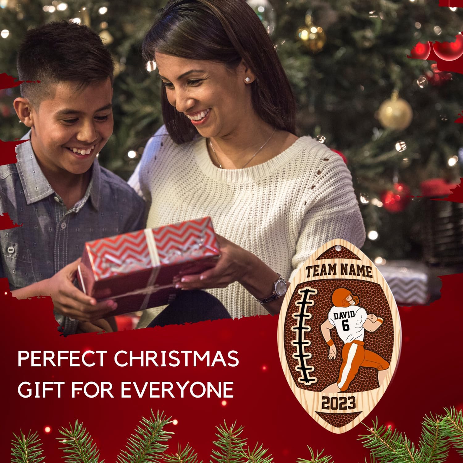 Suseaz Personalized Football Ornament 2024, Customized Football Christmas Ornaments, Football Ornament Christmas Hanging D��cor Gift for Football Fans Football Gifts Gift for Football Player (ON181)