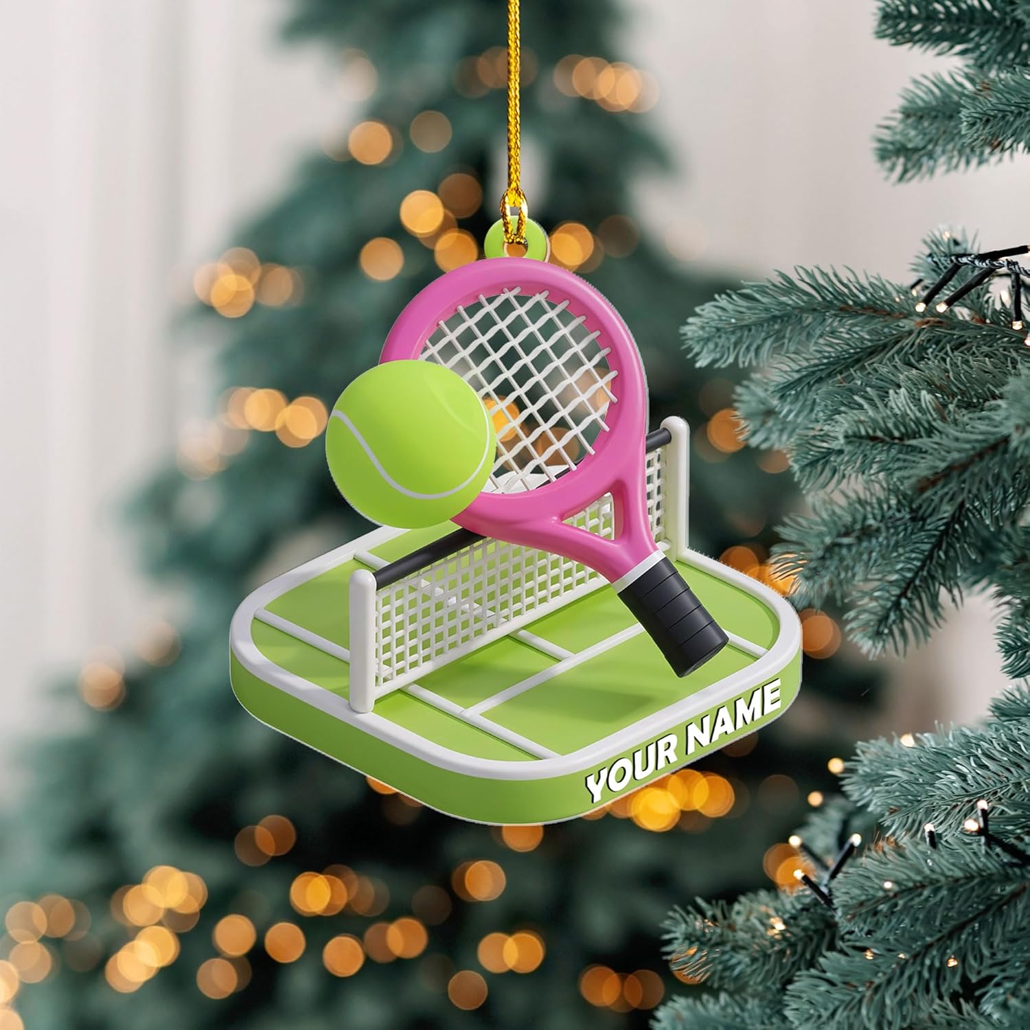 Personalized Tennis Ornament, Customized Tennis Player Christmas Acrylic Flat Ornament, Gifts for Tennis Lovers, Tennis Player, Tennis Christmas Ornament, Christmas Tree Decor (Style 12)