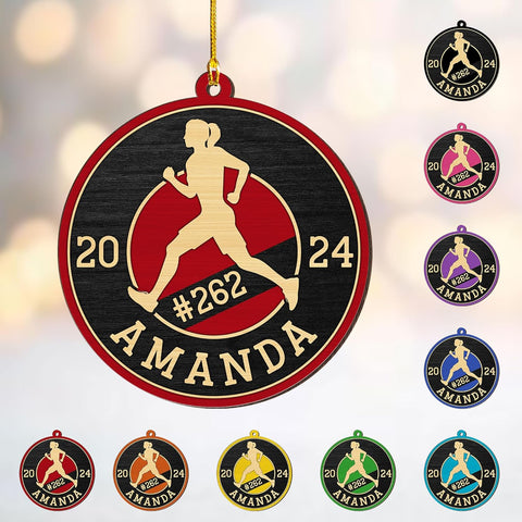 Artparel Custom Runner Ornament 2024 Track and Field Ornament Custom Marathon Ornament Running Christmas Ornament Gift for Runner Running Man Running Lovers Running Ornaments for Xmas (RN16)